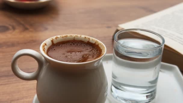 Hot Traditional Drink Turkse Koffie Een Kopje — Stockvideo