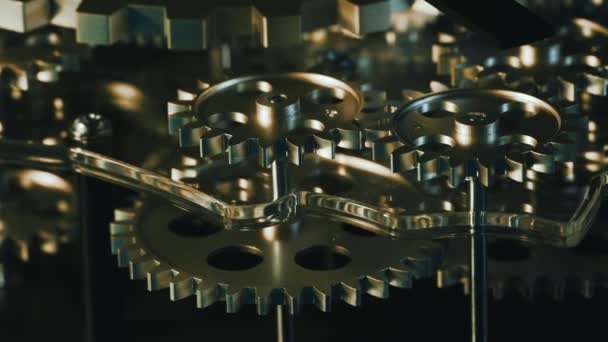アブストラクトレトロ機械式ターニング産業用クロックギア — ストック動画
