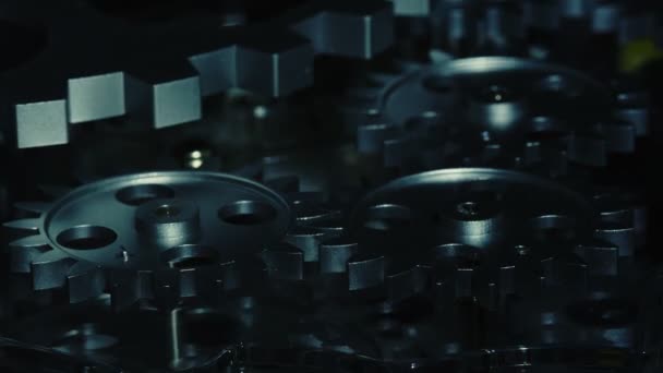 Retro Mecânico Abstrato Que Gira Engrenagens Industriais Relógio — Vídeo de Stock