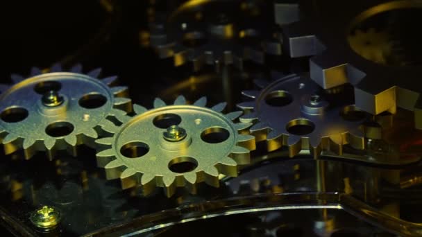 Engranajes Reloj Industrial Torneado Mecánico Retro Abstracto — Vídeos de Stock