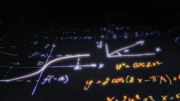 Science Beräkning Fysik Matematik Och Kemiska Formler Bakgrund — Stockvideo