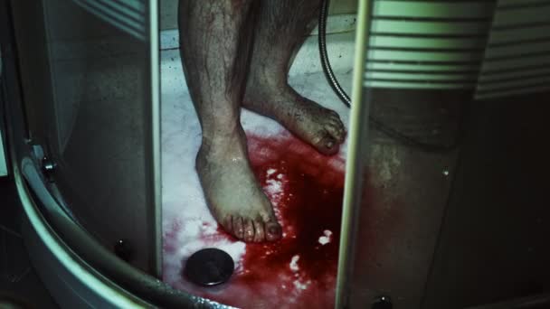 Кровавые Ноги Убийцы Душе — стоковое видео