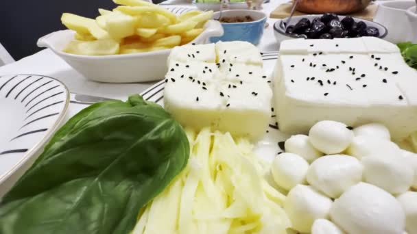 Set Tradițional Mic Dejun Turcesc Gusturi Feluri Mâncare — Videoclip de stoc