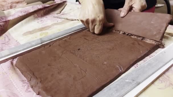 Travailler Dans Atelier Des Outils Céramique — Video