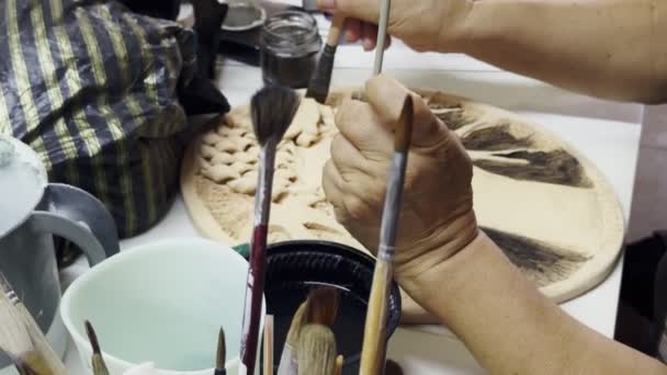 Praca Warsztacie Narzędziach Ceramicznych — Wideo stockowe