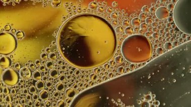 Soyut Renkli Gıda Yağı Kabarcıkları ve küreler Bir Yüzeye Akıyor