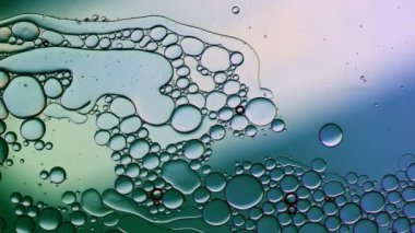 Soyut Renkli Gıda Yağı Kabarcıkları ve küreler Bir Yüzeye Akıyor