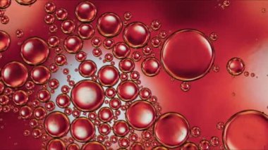 Soyut Renkli Gıda Yağı Kabarcıkları ve küreler Bir Yüzeye Akıyor