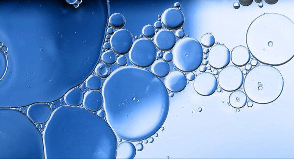 Abstract Colorful Food Oil Drops Bubbles and spheres Flowing on Water Surface, macro Photography