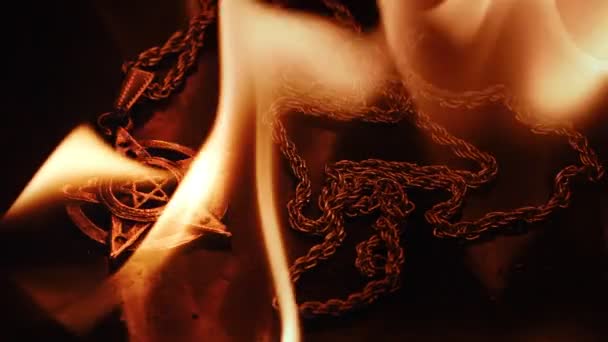 Agama Simbol Pentagram Pada Api — Stok Video