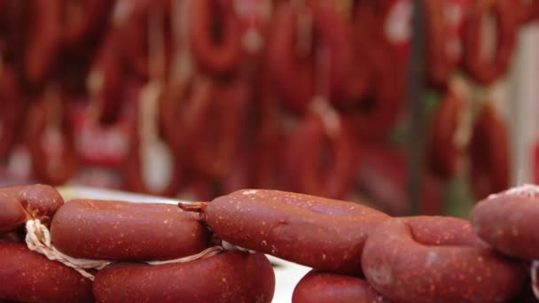 土耳其传统香料香肠食品 — 图库视频影像