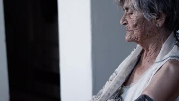 Muslim Elderly Woman Takes Her Blood Pressure Feeling Bad — Stock Video