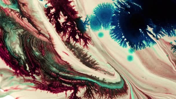 Mürekkep Düşürme Gerçeküstü Şekil Arkaplan Yüzey Görüntü Yayılımı — Stok video