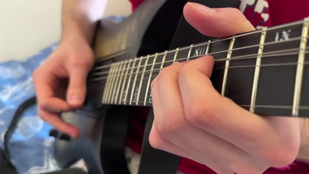 Makro Slow Motion Widok Gry Gitarze Elektro — Wideo stockowe
