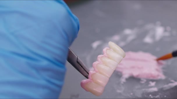 Zirconium Porcelain Implant Studies Dental Laboratory — Stock Video