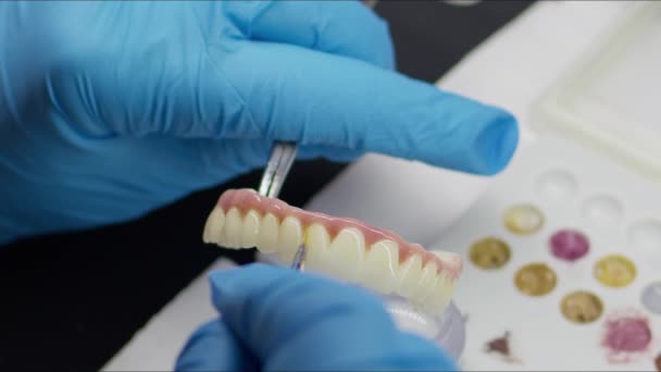 Studi Sulla Porcellana Sugli Impianti Zirconio Nel Laboratorio Dentistico — Video Stock
