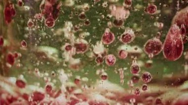 Soyut Büyüleyici Sıvı Yağ Baloncukları Suda Hareket Ediyor 