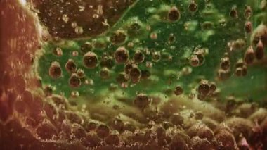 Soyut Büyüleyici Sıvı Yağ Baloncukları Suda Hareket Ediyor 