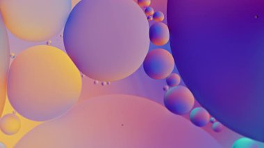 Soyut Renkli Organik Gıda Yağı Su yüzeyine Baloncuk Düşürdü