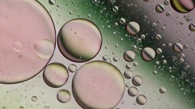 Soyut Renkli Organik Gıda Yağı Su yüzeyine Baloncuk Düşürdü