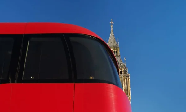 February 2023 London Big Ben Just Visible Red London Bus — Photo