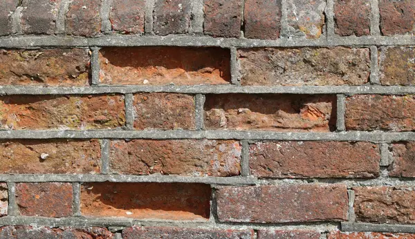 Pełna Rama Wietrzna Noszone Grube Tło Ściany Cegły Miejsca Kopiowania — Zdjęcie stockowe