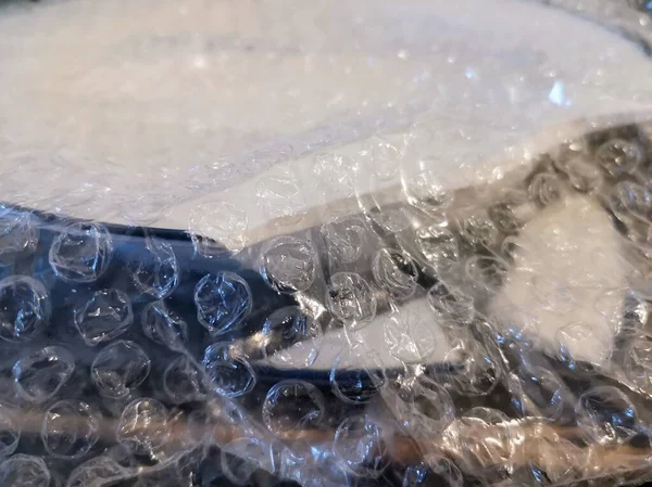 Törött Darab Fehér Porcelán Tál Belsejében Buborék Csomagolás Kiváló Minőségű — Stock Fotó