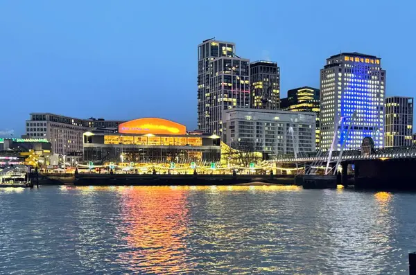 8 Ocak 2025 - Londra, İngiltere: Southbank ve Royal Festival Hall, gece. Yüksek kalite fotoğraf