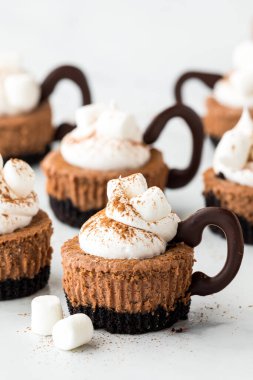 Krem şanti ve kremayla kaplı sıcak kakaolu cheesecake mini.. 