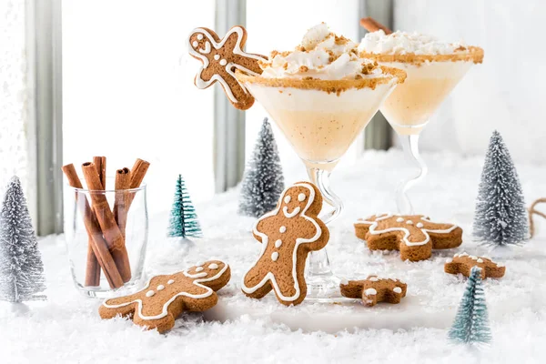 Refreshing Gingerbread Martinis Whip Cream Cookie Crumbs Ready Drinking Stock Picture