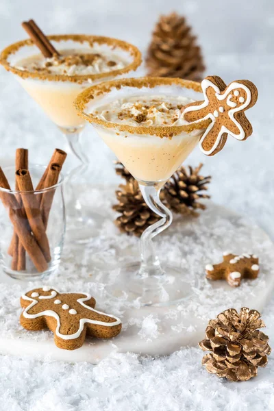 Refreshing Gingerbread Martini Cocktails Festive Decorations Gingerbread Cookies Stock Picture
