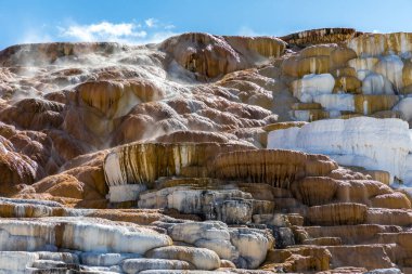 Yellowstone Ulusal Parkı 'ndaki Mamut' taki gayzerlerin yakın görüntüsü.. 