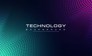 Dijital teknoloji mavi yeşil arkaplan, çevrimiçi siber medya algoritması, pembe soyut dalga fütüristik devre teknolojisi, yenilikçi gelecek, internet ağı bağlantısı, Ai büyük veri, nokta illüstrasyon vektörü