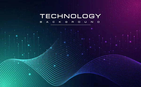 Technologie Numérique Fond Bleu Vert Algorithme Cyber Média Ligne Technologie — Image vectorielle