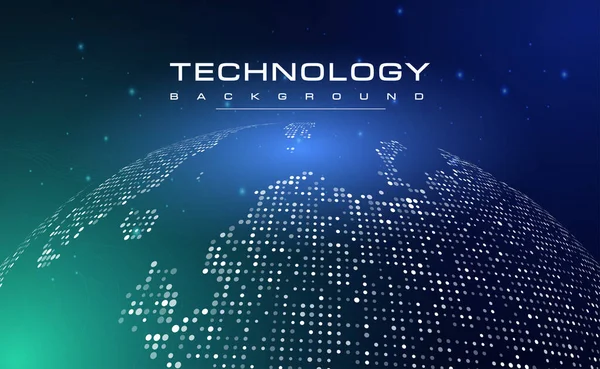 Цифровые Технологии Сине Зеленый Фон Онлайн Карта Мира Кибермедиа Технология — стоковый вектор