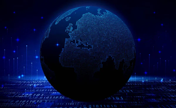 Tecnologia Digital Todo Mundo Conexão Internet Rede Global Fundo Azul —  Vetores de Stock