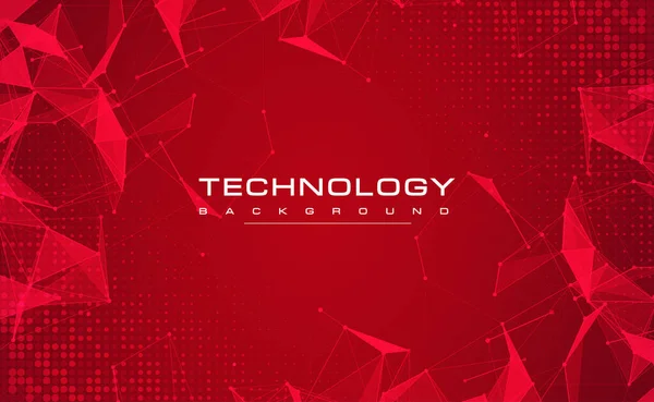 Digital Technology Banner Red Background Concept Circuit Technology Light Effect — Stockvektor