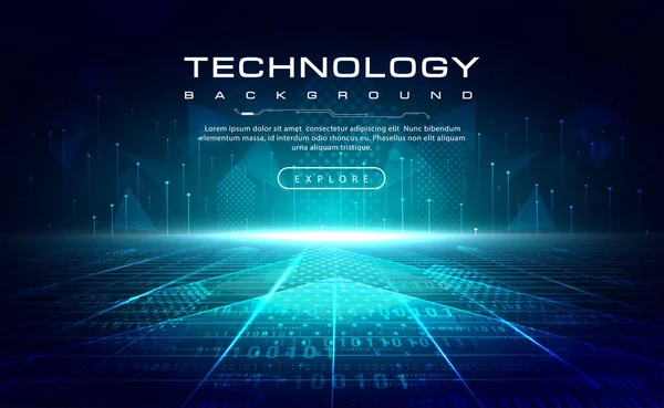 Vitesse Technologie Numérique Connecter Fond Bleu Vert Cyber Nano Information — Image vectorielle