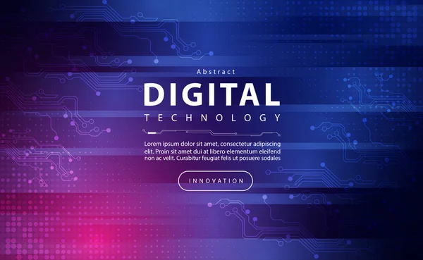 Цифровий Технологічний Банер Синьо Рожевий Фон Концепції Кібертехнологічний Світловий Ефект — стоковий вектор