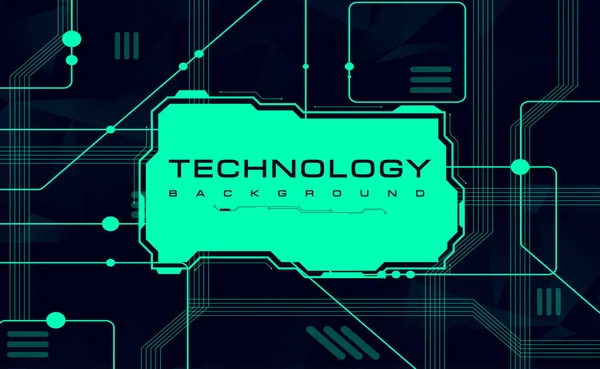Digital Technology Banner Blue Green Background Concept Cyber Technology Light — Vetor de Stock