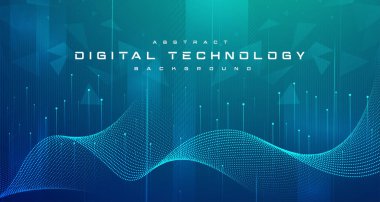 Digital technology banner blue green background concept, cyber technology light effect, abstract tech, innovation future data, internet network, Ai big data, lines dots connection, illustration vector