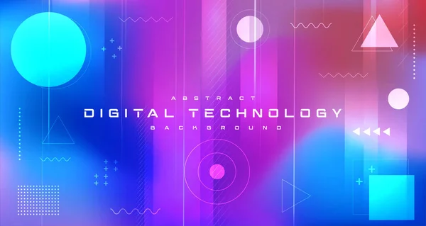 Cyfrowy Baner Technologiczny Blue Pink Background Concept Efekt Świetlny Cybertechnologii — Wektor stockowy