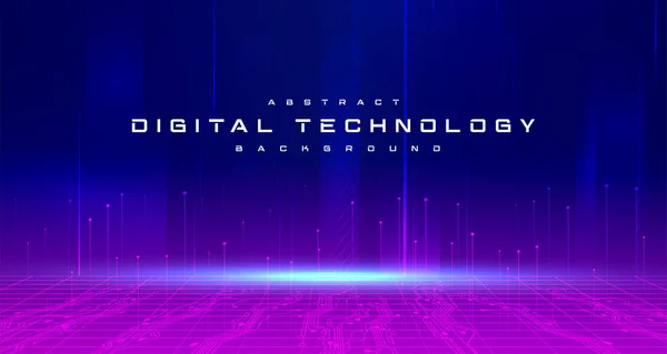 Digital Technology Metaverse Neon Blue Pink Background Cyber Information Abstract — Stockvektor