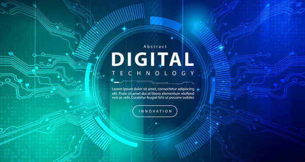 Digitale Technologie Geschwindigkeit Verbinden Blau Grünen Hintergrund Cyber Nano Informationen — Stockvektor