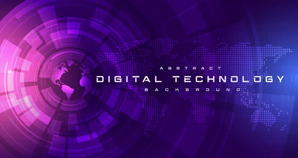 Абстрактна Цифрова Технологія Футуристична Схема Синій Пурпуровий Фон Кібернаука Технології — стоковий вектор