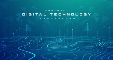Dijital teknoloji hızı mavi yeşil arkaplan, siber nano bilgi, soyut iletişim, yenilik gelecekteki teknoloji verileri, internet ağı bağlantısı, Ai büyük veri, çizgi nokta illüstrasyonu 3d