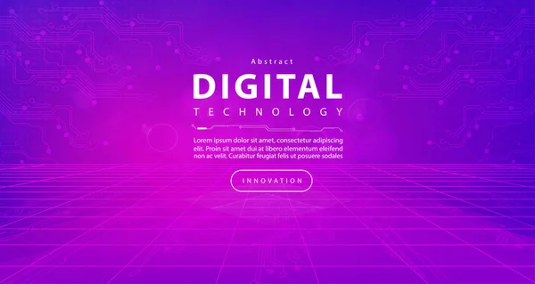 Digital Technology Metaverse Neon Blue Pink Background Cyber Information Abstract — Stock vektor