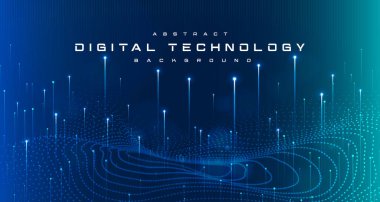 Dijital teknoloji hızı mavi yeşil arkaplan, siber nano bilgi, soyut iletişim, yenilik gelecekteki teknoloji verileri, internet ağı bağlantısı, Ai büyük veri, çizgi nokta illüstrasyonu 3d