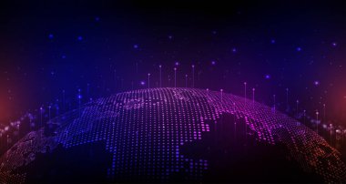 Soyut dijital teknoloji fütüristik devre mavi pembe arka plan, Siber bilim teknolojisi, Yenilik iletişim geleceği, Ai büyük veri, internet ağ bağlantısı, Bulut yüksek teknoloji illüstrasyon vektörü