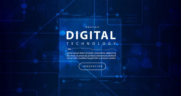 Digital Technology Banner Blue Green Background Concept Cyber Technology Light — Vetor de Stock